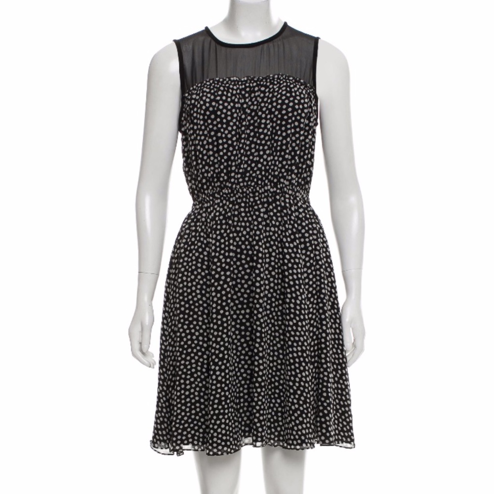 Kate Spade Black & White Polka Dot Chiffon Dress S